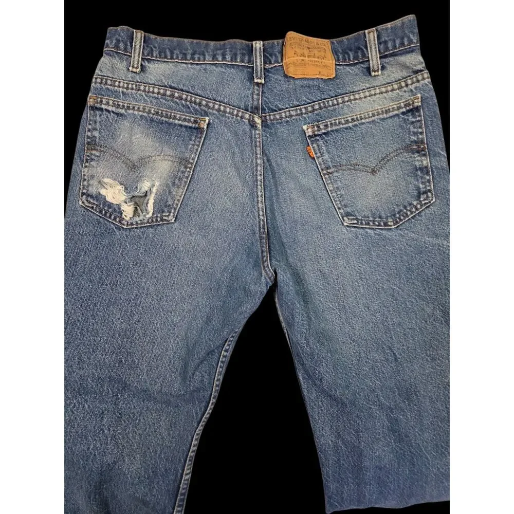 80s Levis Orange Tab Jeans Vtg 517 Bootcut Distressed Indie Sleaze 34x28 Actual